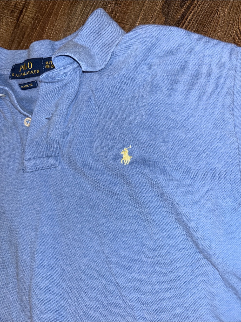 Polo by Ralph Lauren Boys  Heather Blue Polo with Yellow Pony